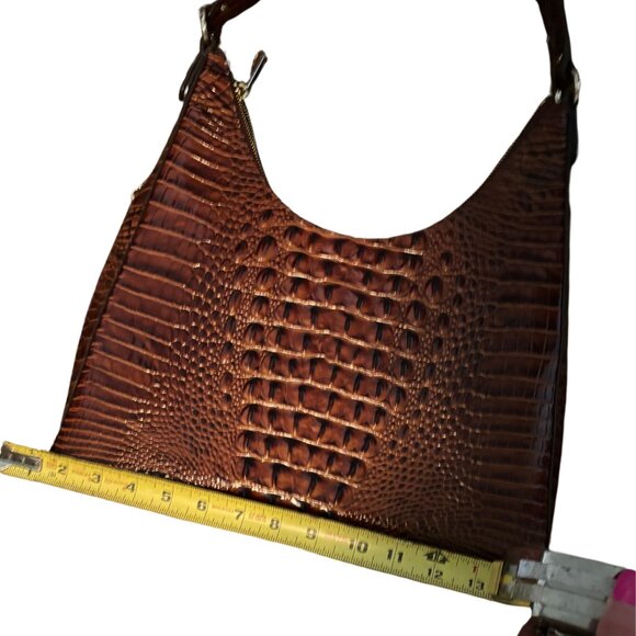 Brahmin Tabitha Croc Embossed Leather Shoulder Bag - Picture 2 of 7